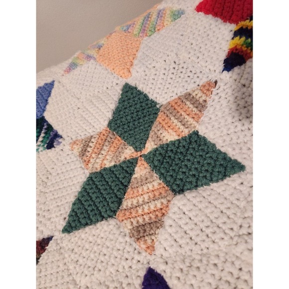 Handmade Crochet Afghan Blanket KING Granny Cottage Heirloom Farmhouse Decor - Picture 6 of 16
